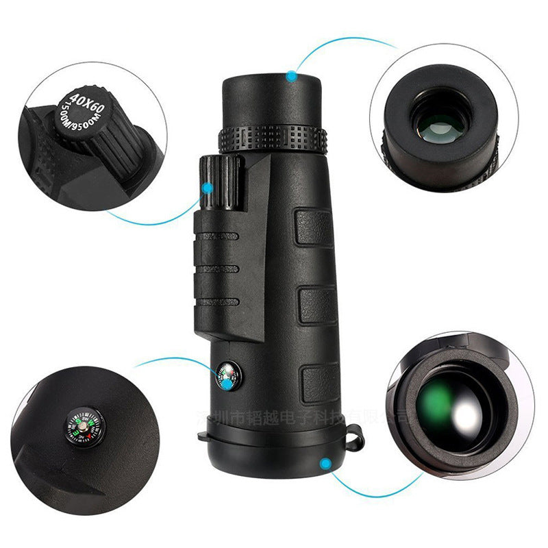 40X60 Magnification Zoom HD, Monocular Telescope for Adults and Children, High Power Telescope Gadget, Outdoor Telescope with Built-in Compass