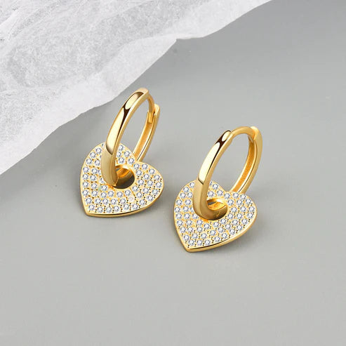 18K Gold Copper Micro-inlaid Earrings European And American Famous Diamond Heart Earrings